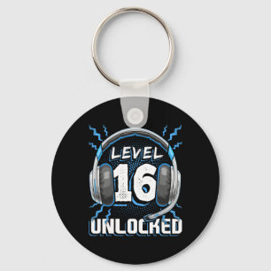 16 Unlocked Video Game 16th Birthday Pc Gaming Gif Keychain