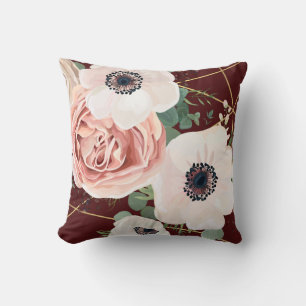 16"x16" Throw Pillow Geometric Garden Rose Wine