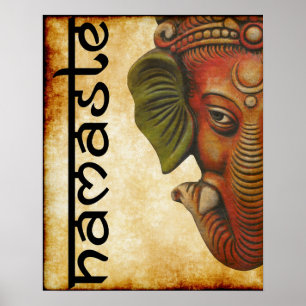 16"x20" poster Indian God ganesha namaste design