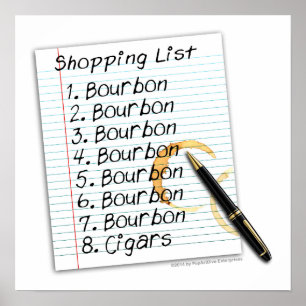 16" X 16" POSTER - BOURBON LOVERS SHOPPING LIST
