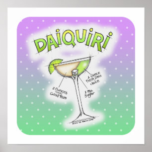 16" x 16" POSTER - DAIQUIRI RECIPE COCKTAIL ART