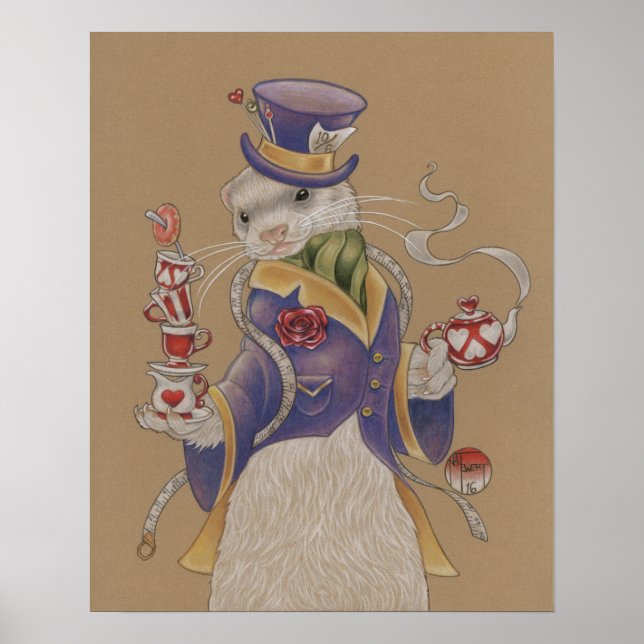 16" x 20", Mad Hatter Ferret Poster (Matte) (Front)