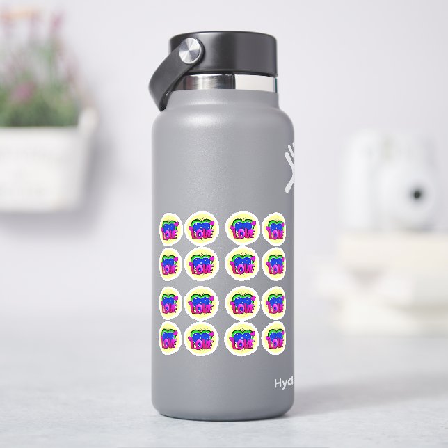 16 x Love Burst Pop Art Purple Blue Green 4" Vinyl (HydroFlask)