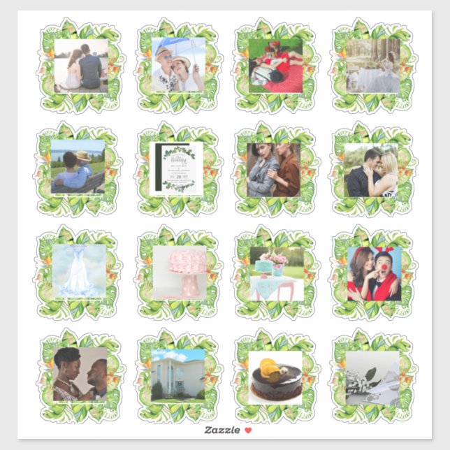 16 x WEDDING PHOTO Journal Planner Tropical Leaves (Sheet)