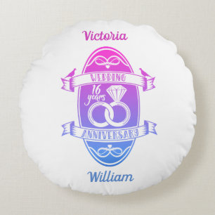 16 Year 16th wedding anniversary Round Pillow