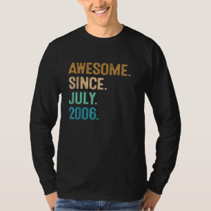 16 Year Old Awesome Since July 2006 16th Birthday T-Shirt