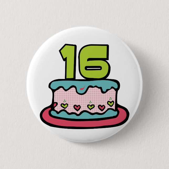 16 Year Old Birthday Cake 2 Inch Round Button (Front)