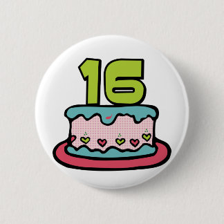 16 Year Old Birthday Cake 2 Inch Round Button