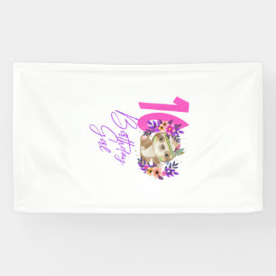 16 Year Old Birthday Girl Cute 16th Birthday Sloth Banner