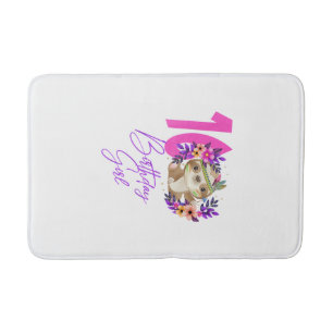 16 Year Old Birthday Girl Cute 16th Birthday Sloth Bath Mat