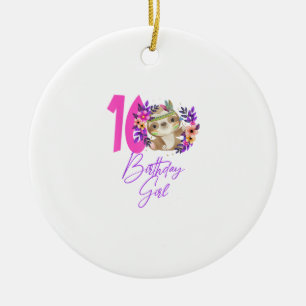 16 Year Old Birthday Girl Cute 16th Birthday Sloth Ceramic Ornament