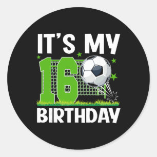 16 Year Old Birthday Soccer Themed It's My 16th Bi Classic Round Sticker