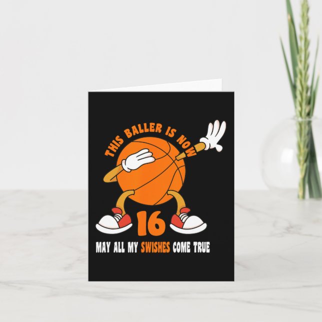 16 Year Old Happy 16th Birthday Basketball 16th Bi Card (Front)