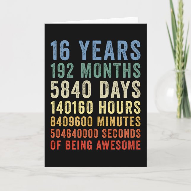 16 Years Of Being Awesome Cool Birthday Card (Front)