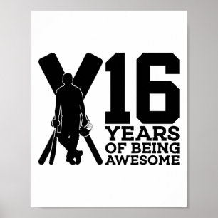 16 Years Of Being Awesome Cricket 16th Birthday  Poster