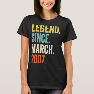 16 Years Old Boy Legend Since March 2007 16th Birt T-Shirt