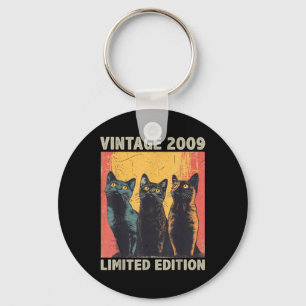 16 Years Old Gift Retro Vintage 2009 Cat Lover 16t Keychain