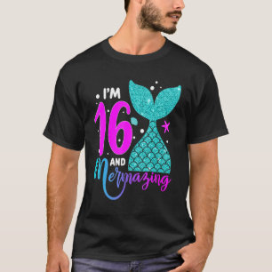 16 Years Old Girl Second 16th Birthday Mermaid Two T-Shirt