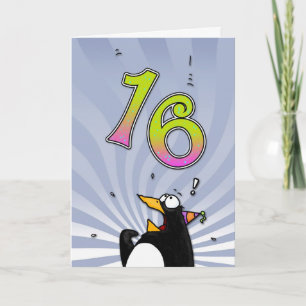 16e anniversaire - Carte de surprise de pingouin