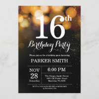16e anniversaire Invitation Parties scintillant d'
