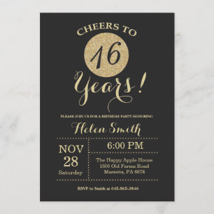 16e anniversaire Invitation Parties scintillant no