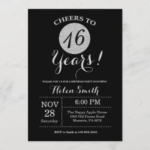 16e anniversaire Invitation Parties scintillant no