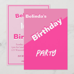 16e anniversaire Pretty Pink Invitation