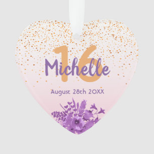 16e anniversaire rose d'or confetti fleurs pourpre