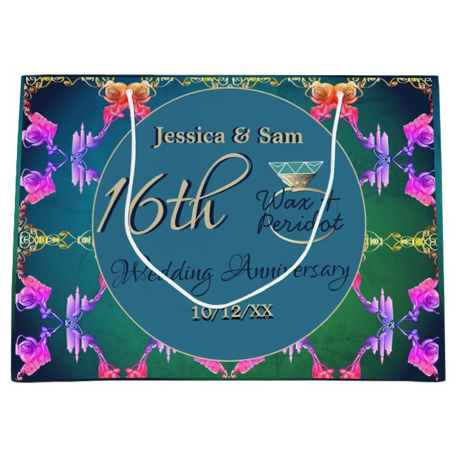 16e Mariage, sac cadeau à fleur Statice (Devant)