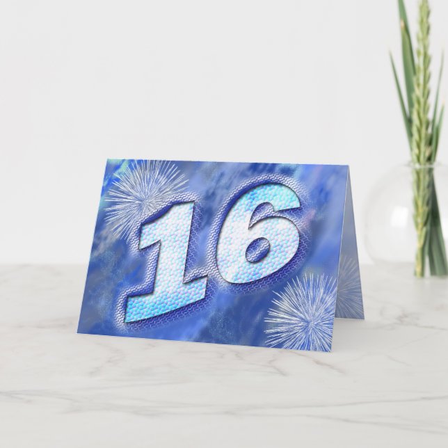 16ème carte d'anniversaire avec des feux (Devant)