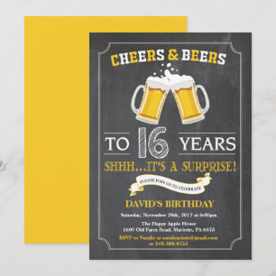 16ème carte d'invitation d'anniversaire
