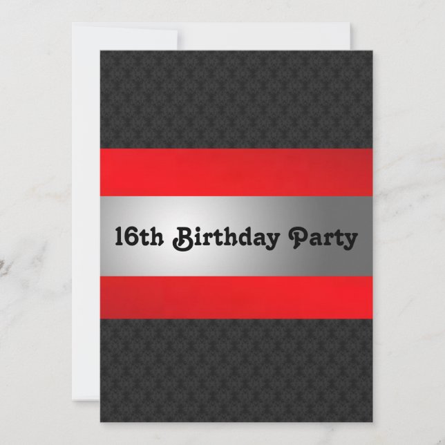 16ème invitation de fête d'anniversaire du garçon (Devant)