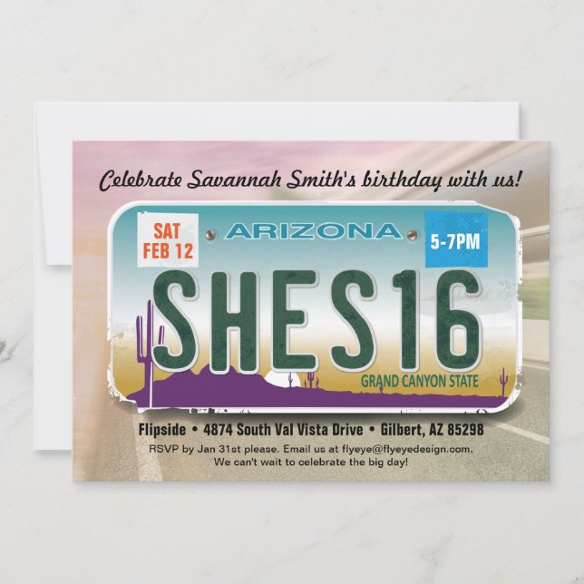 16ème invitation de permis de l'Arizona de (Devant)