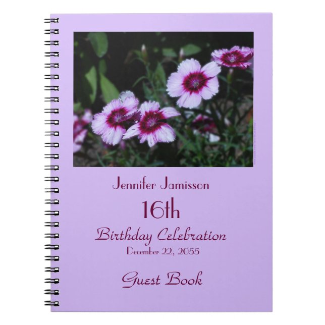 16ème Livre d'invité de fête d'anniversaire, (Devant)