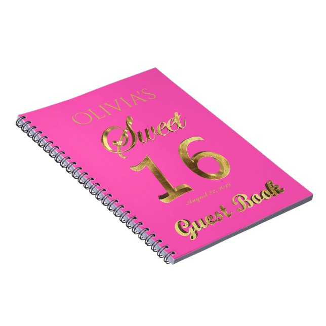 16ème or de rose de livre d'invité d'anniversaire (Côté Droit)