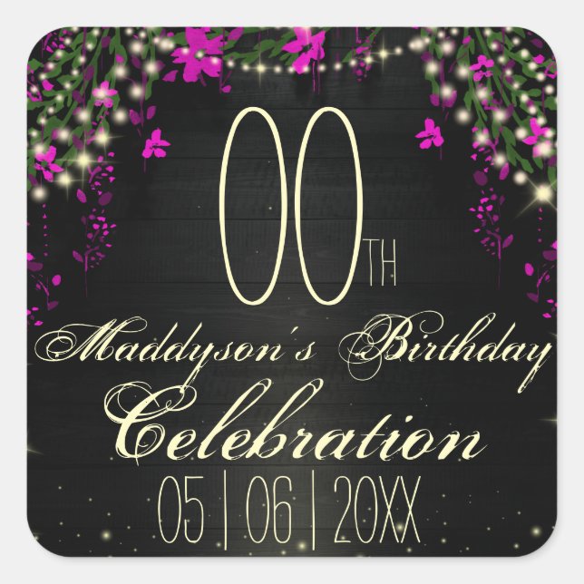 16th 18th 21st 30th 40th 50th 60th 70th Birthday Square Sticker (Front)