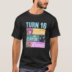 16Th Anime Birthday Pyjamas I Pet Cats T-Shirt
