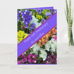 16th Anniversary colourful Statice Card
