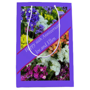 16th Anniversary colourful Statice Medium Gift Bag