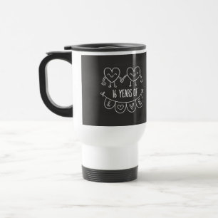 16th Anniversary Gift Chalk Hearts Travel Mug