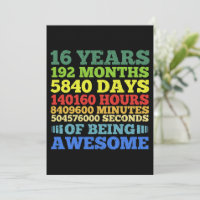 16th Birthday 16 Years Old Girl Boy 192 Months