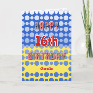 16th Birthday add name circles pattern Card