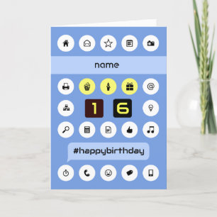 16th birthday add name personalized computing card