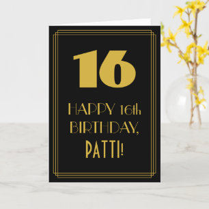16th Birthday ~ Art Deco Inspired Look "16" & Name Card