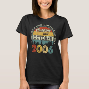 16th Birthday Awesome Since October 2006 16 Years T-Shirt