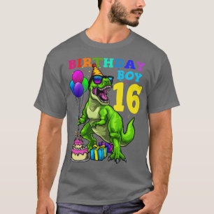 16th Birthday Birthday Boy 16 Dinosaur T-Shirt