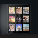 16th birthday black pink photo collage tapestry<br><div class="desc">For a Sweet 16, 16th birthday, celebrating her life with a collage of 8 of your photos of her friends, family, interest or pets. Personalize and add her name, age 16 and a date. Date of birth or the date of the birthday party. Pink and grey coloured letters. A classic...</div>