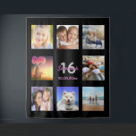 16th birthday black pink photo collage tapestry<br><div class="desc">For a Sweet 16, 16th birthday, celebrating her life with a collage of 8 of your photos of her friends, family, interest or pets. Personalize and add her name, age 16 and a date. Date of birth or the date of the birthday party. Pink and grey coloured letters. A classic...</div>