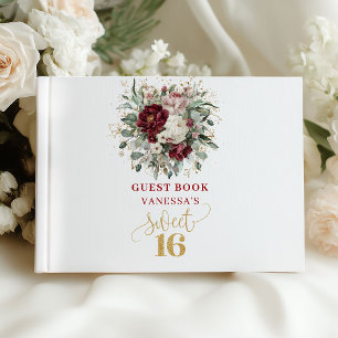 16th Birthday Boho Blush Burgundy Guest Book