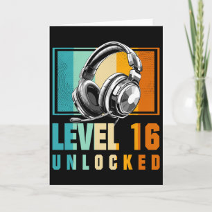 16th Birthday Boy Video Gamer Level 16 Unlocked Bo Card